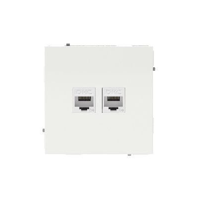Компьютерная розетка RJ-45 без шторки, кат.5е двойная, KANT, белая магнолия