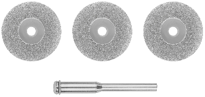 Круги с алмазным напылением 3 шт и штифт диаметр 3 мм, 22 мм