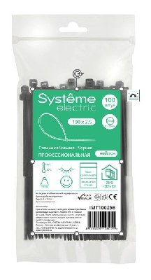 Стяжка кабельная MultiSet 100х2.5 Чёрная (100шт)