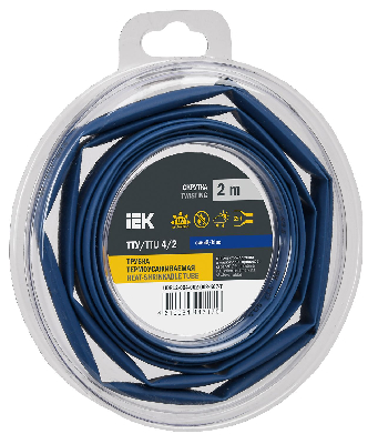 Трубка термоусадочная ТТУ нг-LS 4/2 синяя (2м/упак) IEK