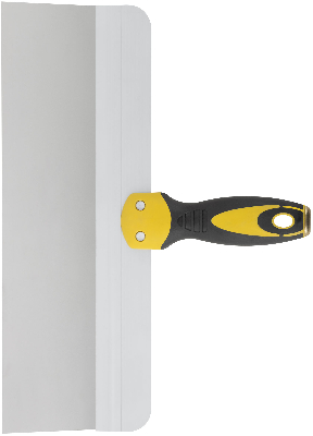 Шпатель фасадный нержавеющий Профи, прорезиненная ручка с метал.бойком 350 мм