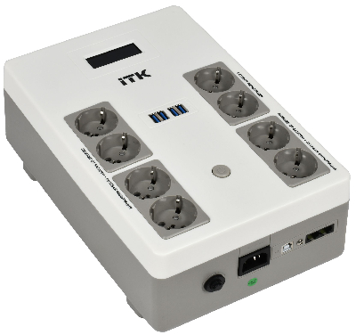 Источник бесперебойного питания ITK ELECTRA ST8 Line-interactive 600ВА/360Вт, 1Ф/1Ф, LED с АКБ 1х9AH