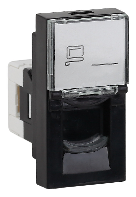 Розетка модульная компьютерная RJ-45 45х22,5мм черная