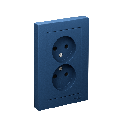 ATLASDESIGN РОЗЕТКА двойная без заземления,16А, в сборе, АКВАМАРИН