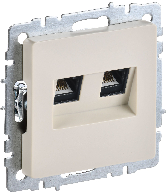 BRITE Розетка двойная RJ11+RJ45 кат.5E РК/Т12-БрКр бежевый