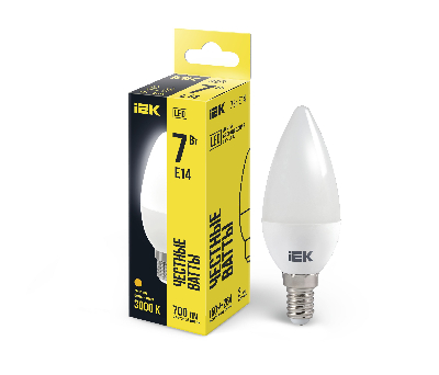Лампа светодиодная LED 7вт Е14 тепло-белый матовая свеча ECO