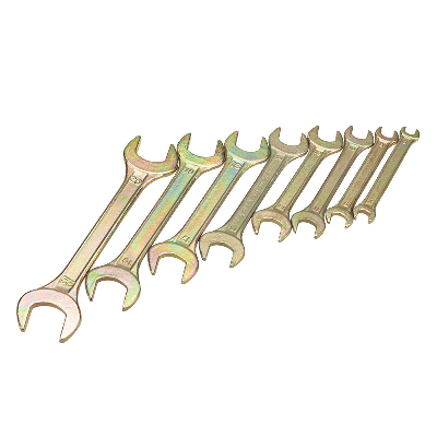 Набор ключей рожковых (6х7-20х22 мм), (упак - 8 шт.), желтый цинк