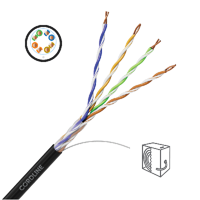 Витая пара СORDLINE U/UTP 5e Сu 4х2х0.48 PE OUT MID черный 305м