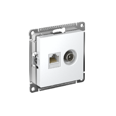 Розетка ATLASDESIGN двойная ТВ + компьютерная RJ45 категория  5Е белый