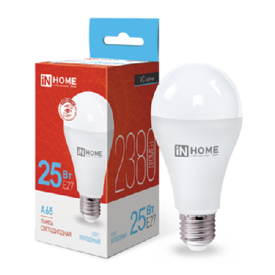 Лампа светодиодная LED-A65-VC 25Вт 230В Е27 6500К 2380Лм IN HOME