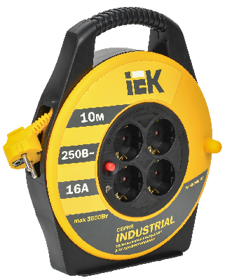 Удлинитель силовой 4 розетки шнур 10м ПВС 3x1.5 УК10 с термозащитой