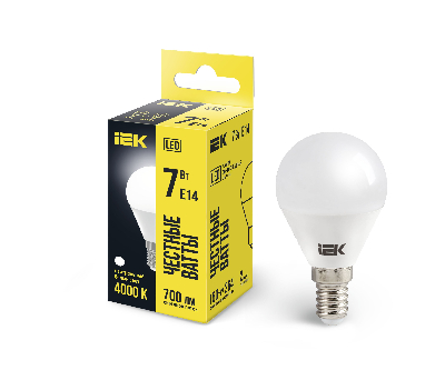 Лампа светодиодная LED 7вт E14 белый матовый шар ECO