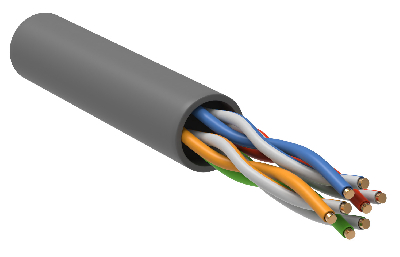 Витая пара U/UTP кат.5E 4х2х0,52 solid PVC серый (305м) РФ/Т