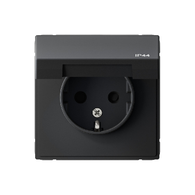 ARTGALLERY розетка с заземл. со шт. с крышк, 16А, IP44, механизм, карбон