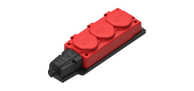 MultiSet Колодка 3х розетка 2К+З каучуковая 16А/250В IP44 Красная