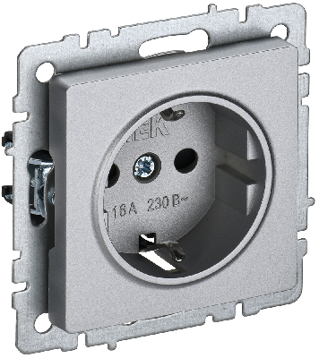 BRITE Розетка с заземлением без защитных шторок 16А РС11-1-0-БрА алюминий