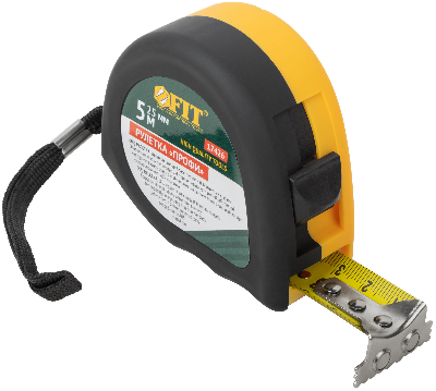 Рулетка Профи, калибр.лента, нейлон.покр., магн.крючок, эласт.корпус черн-желт., двойн.стопор 5 м х 25 мм