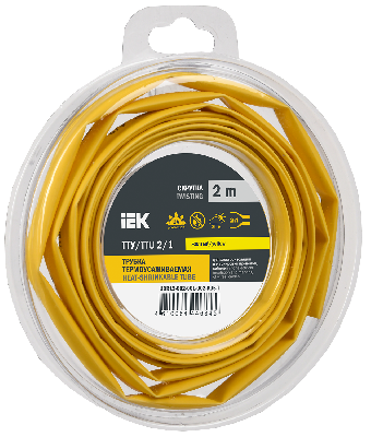 Трубка термоусадочная ТТУ нг-LS 2/1 желтая (2м/упак) IEK