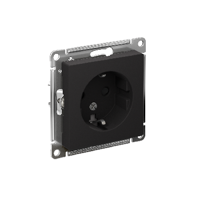 Розетка ATLASDESIGN с заземлением со шторками 16А механизм карбон