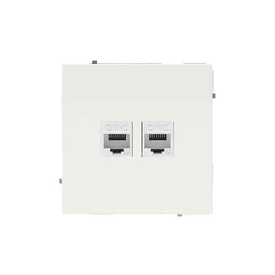 Компьютерная розетка RJ-45 без шторки, кат.6А двойная, KANT, белая магнолия