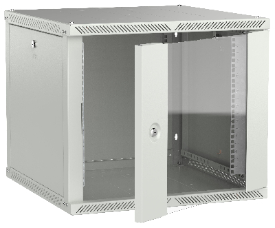 LINEA W Шкаф настенный 9U 600х600мм дверь стекло серый 2.0