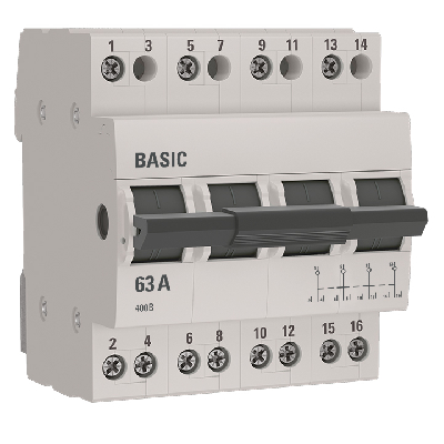 Переключатель трехпозиционный 4P 63А Basic