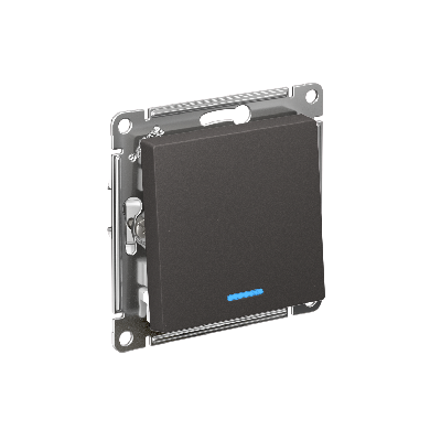 ATLASDESIGN 1-клавишный ВЫКЛЮЧАТЕЛЬ с подсветкой, сх.1а, 10АХ, механизм, БАЗАЛЬТ