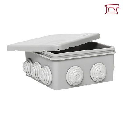 Коробка распаячная с крышкой КМР-030-014 наружная 105х105х50 АБС серая 8 входов IP54