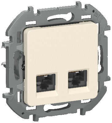 IEKINSPIRIA Розетка компьютерная двойная RJ45 категория 5Е UTP 6738361 слоновая кость