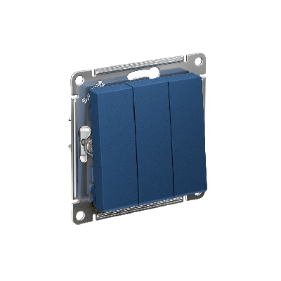 ATLASDESIGN выключатель трехклавишный, сх.1+1+1, 10АХ, механизм, АКВАМАРИН