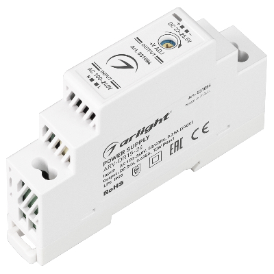 Блок питания ARV-DR15-24 (24V, 0.63A, 15W) (ARL, IP20 DIN-рейка)