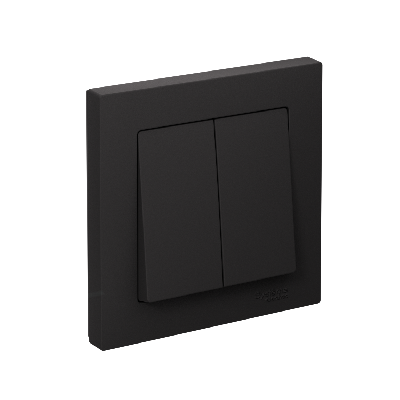 Выключатель двухклавишный ATLASDESIGN схема 5 10АХ в сборе карбон