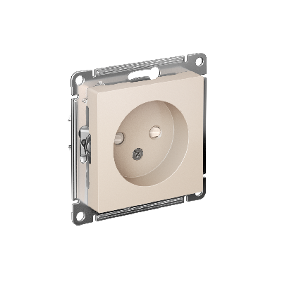 Розетка ATLASDESIGN без заземления со шторками 16А механизм бежевый