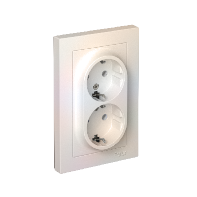 Розетка ATLASDESIGN двойная с заземлением 16А в сборе жемчуг