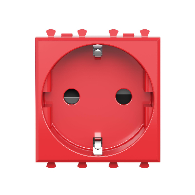 Avanti Розетка ''Красный квадрат'', 2P+E, с защитными шторками, 2 модульная