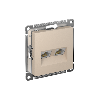 ATLASDESIGN РОЗЕТКА двойная компьютерная RJ45+RJ45, кат.5E, механизм, ПЕСОЧНЫЙ