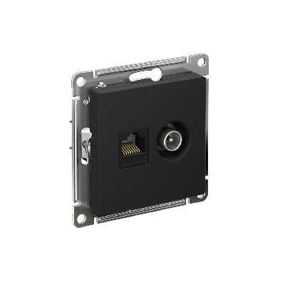 Розетка ATLASDESIGN двойная компьютерная+ТВ RJ45+TV категория 5E механизм карбон