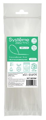 Стяжка кабельная MultiSet 200х3.6 Белая (100шт)