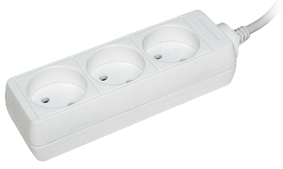 Удлинитель бытовой 3 розетки шнур 3м без заземления 10А
