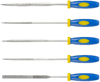 Надфили алмазные, мягкая ручка, 3х140х50 мм,      набор 5 штук