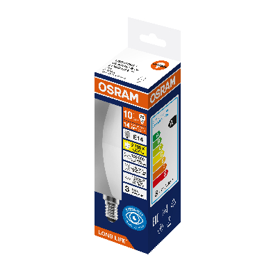 Лампа светодиодная 10Вт 806Лм 2700К Е14 свеча 170-250В OSRAM LONG LIFE