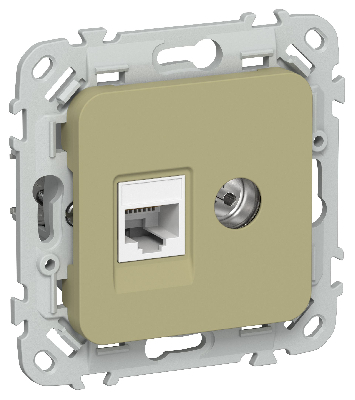 FLITE Розетка 2-местная RJ45/TV категория 5Е UTP РКТВ5е-2-0-ФлО оливковый IEK