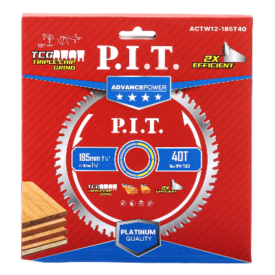 Диск пильный по дереву P.I.T. ADVANCE 185x30x2.0 мм, 40T Carbide, зуб TCG 15град (ACTW12-185T40)