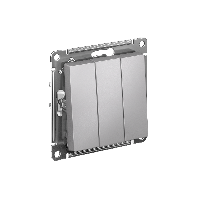 Выключатель трехклавишный ATLASDESIGN схема 1+1+1 10АХ механизм алюминий