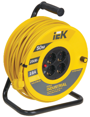 Удлинитель силовой 4 розетки шнур 50м ПВС 3x1.5 УК50 с термозащитой
