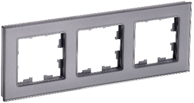BRITE Рамка 3 поста РУ-3-2-БрСе стекло серый