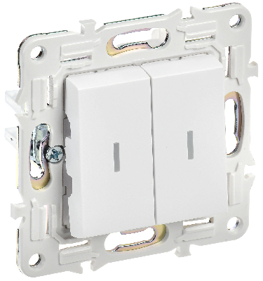 SKANDY Выключатель 2-клавишный проходной с индикацией 10А SK-V10W арктический белый IEK