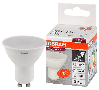 Лампа светодиодная LED 5 Вт GU10 4000К 400Лм спот 220 В (замена 35Вт) OSRAM