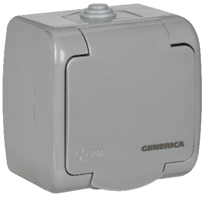AQUATIC Розетка 1-ая с з/к откр. уст. 16А IP54    РСш12-2-А