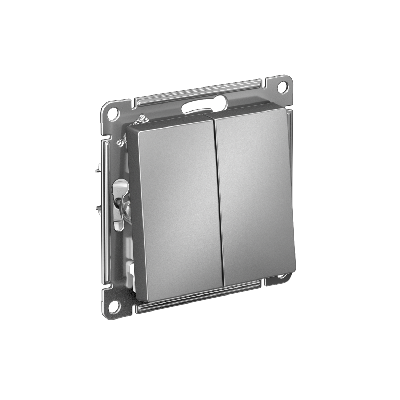 Переключатель двухклавишный ATLASDESIGN схема 6 10АХ механизм сталь